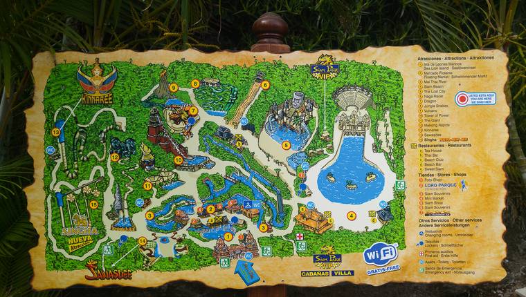 Mapa de Siam Park en Tenerife