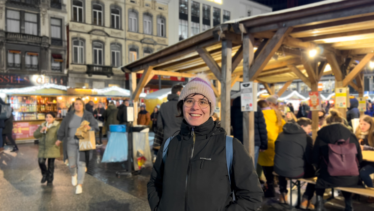 Mercadillo de navidad en Plaza de la Brouckere de Bruselas