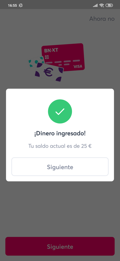 Bnext Confirmacion dinero ingresado Bnext Confirmacion dinero ingresado