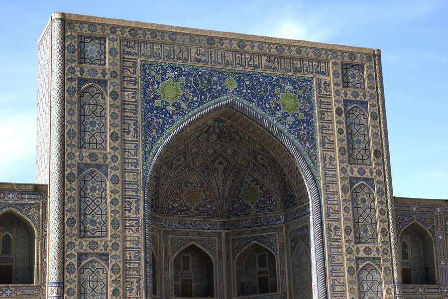 Detalle de la madraza Tilla-Kari en Samarcanda Detalle de la madraza Tilla-Kari en Samarcanda