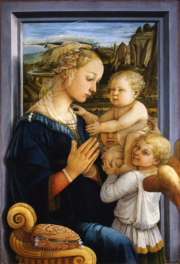 Ver la Madonna con el niño y dos angeles de Filippo Lippi en la Galería de los Uffizi