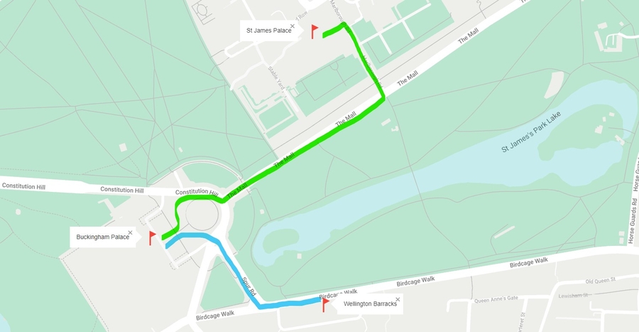 Mapa cambio de guardia en londres