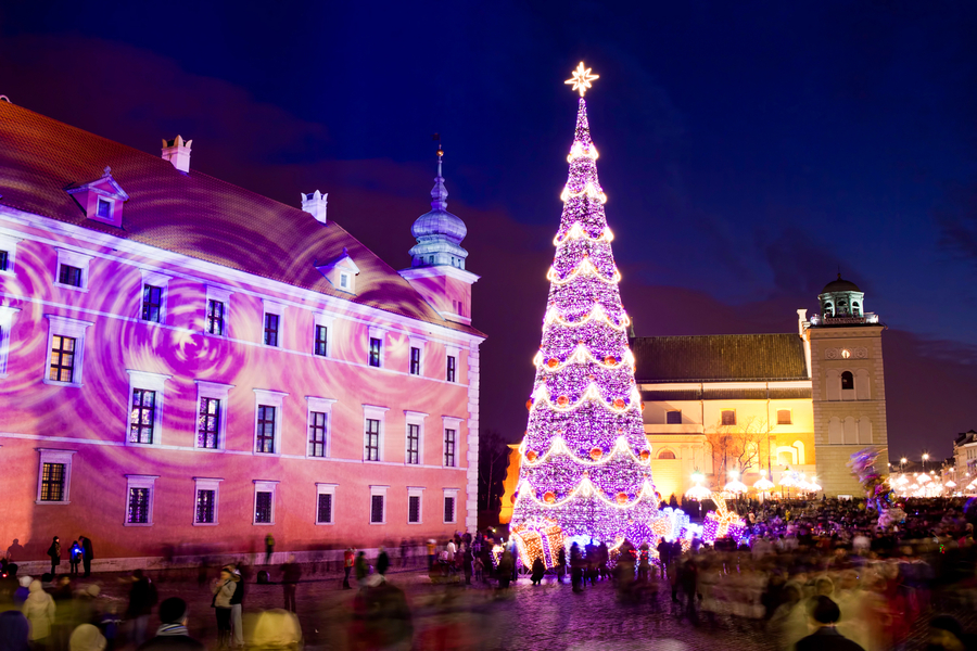 Plaza del Castillo de Varsovia decoracion navideÃ±a